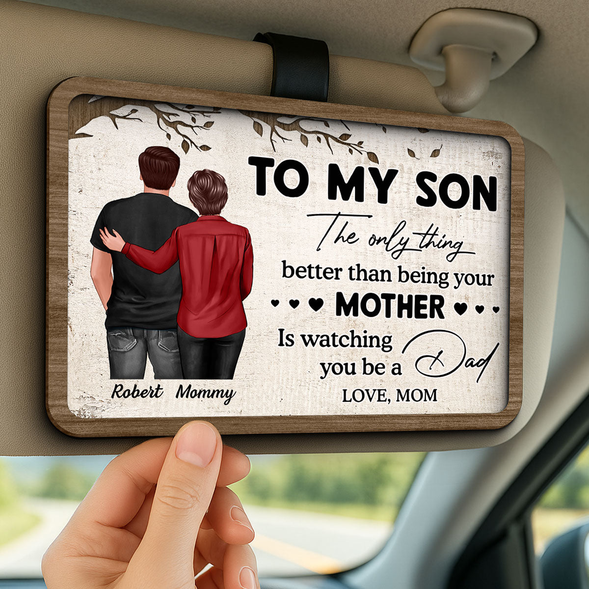 To My Son From Mom Watching You Be A Dad Personalized Car Visor, Father's Day Gift For Son