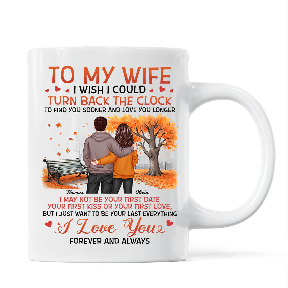 To My Wife Husband Couple Standing Back View Fall Season, Personalized Mug