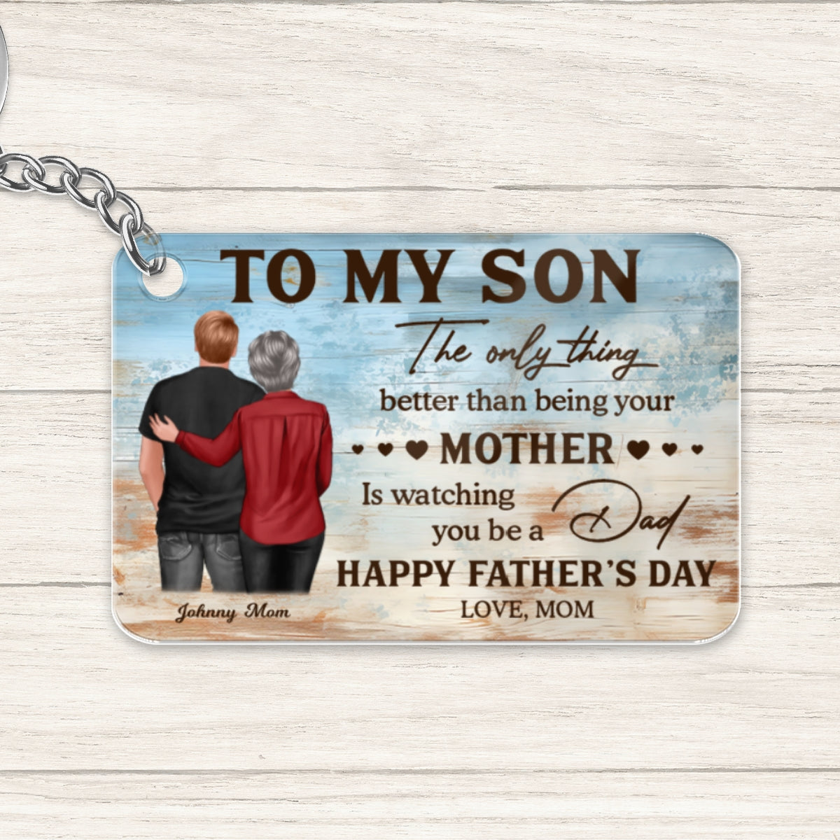 To My Son Happy Father's Day Personalized Acrylic Keychain, Gift For Son