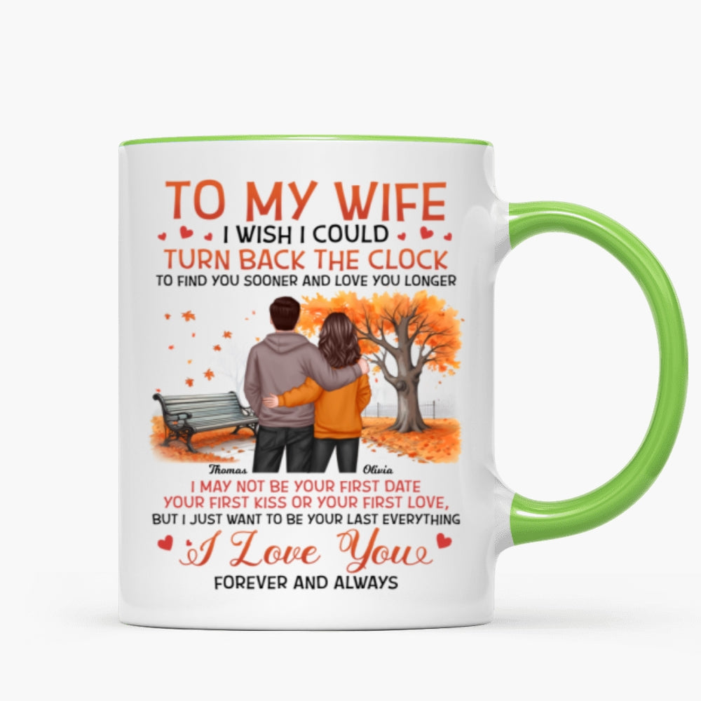 To My Wife Husband Couple Standing Back View Fall Season, Personalized Mug