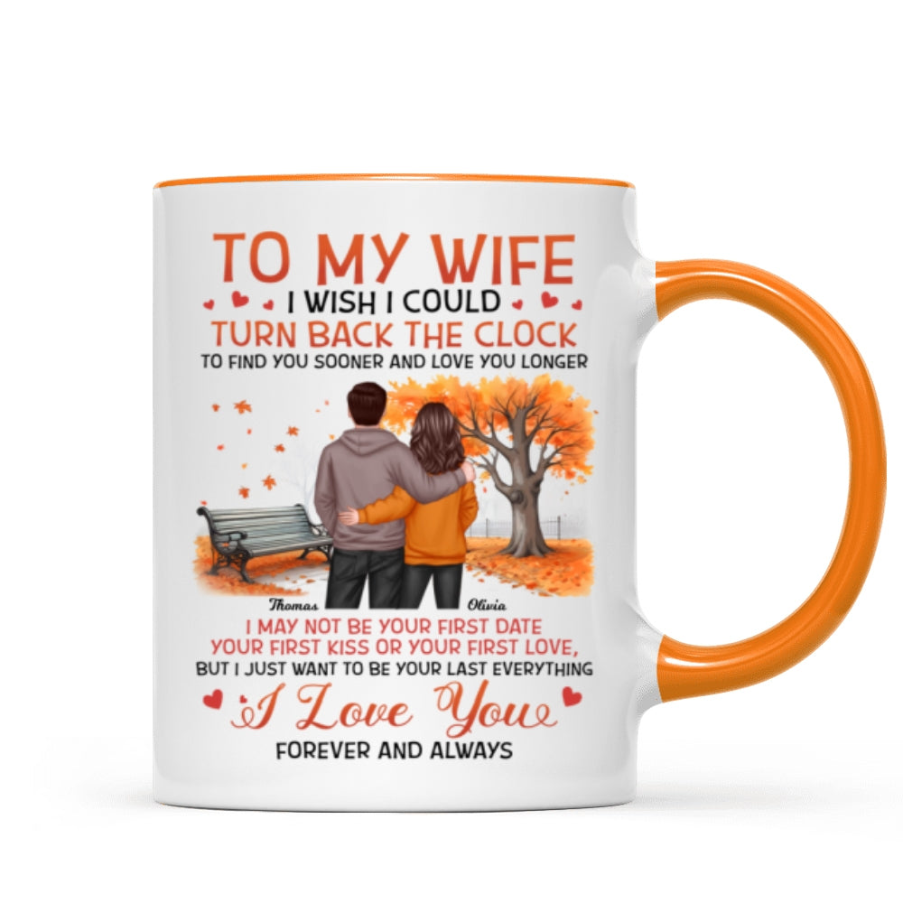 To My Wife Husband Couple Standing Back View Fall Season, Personalized Mug