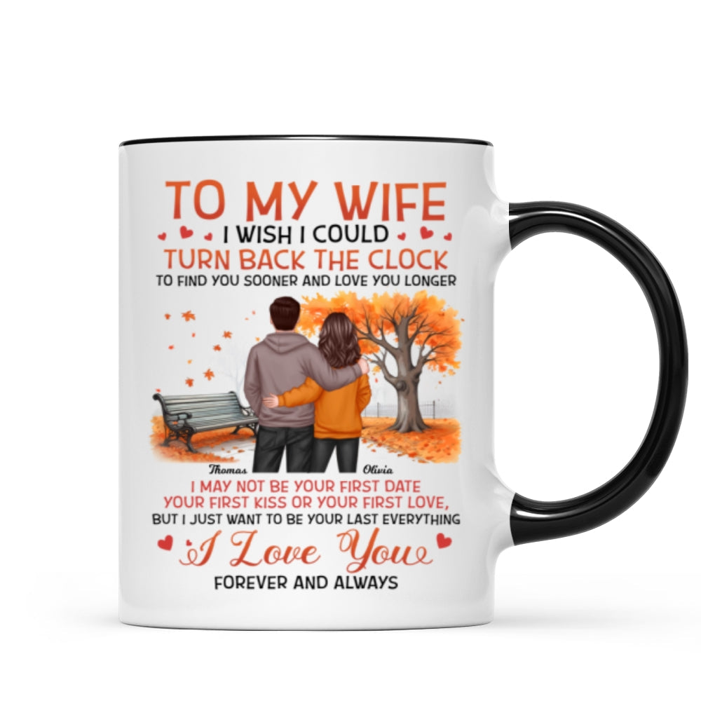 To My Wife Husband Couple Standing Back View Fall Season, Personalized Mug