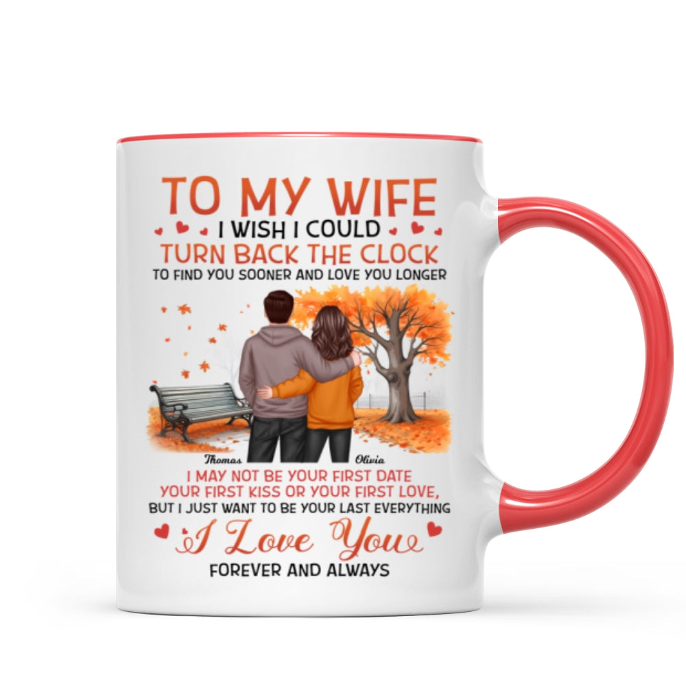 To My Wife Husband Couple Standing Back View Fall Season, Personalized Mug