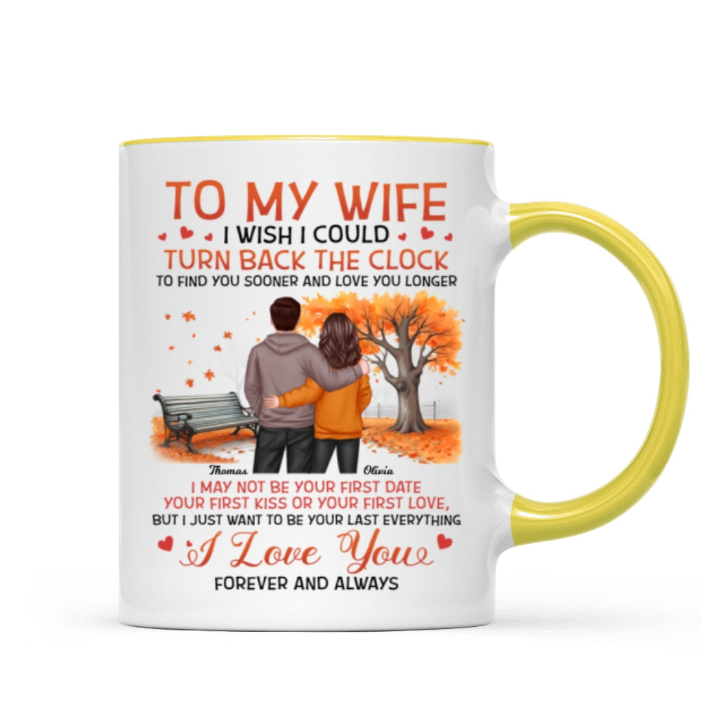 To My Wife Husband Couple Standing Back View Fall Season, Personalized Mug