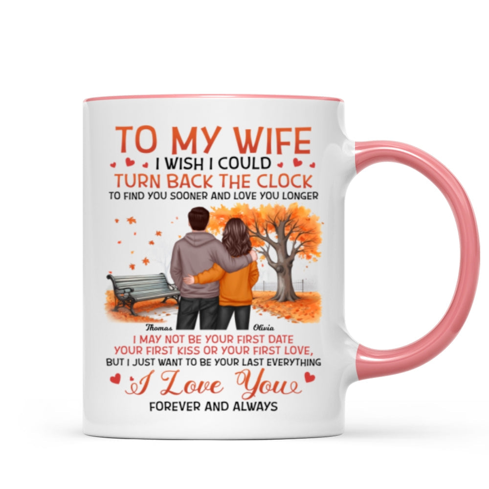 To My Wife Husband Couple Standing Back View Fall Season, Personalized Mug