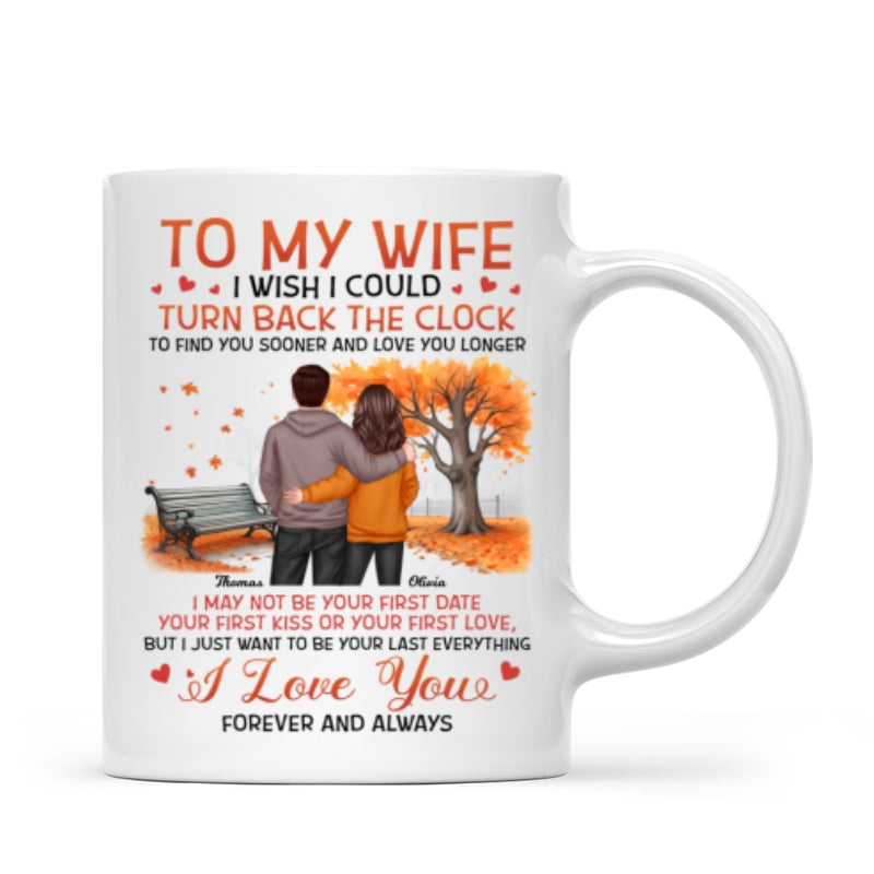 To My Wife Husband Couple Standing Back View Fall Season, Personalized Mug