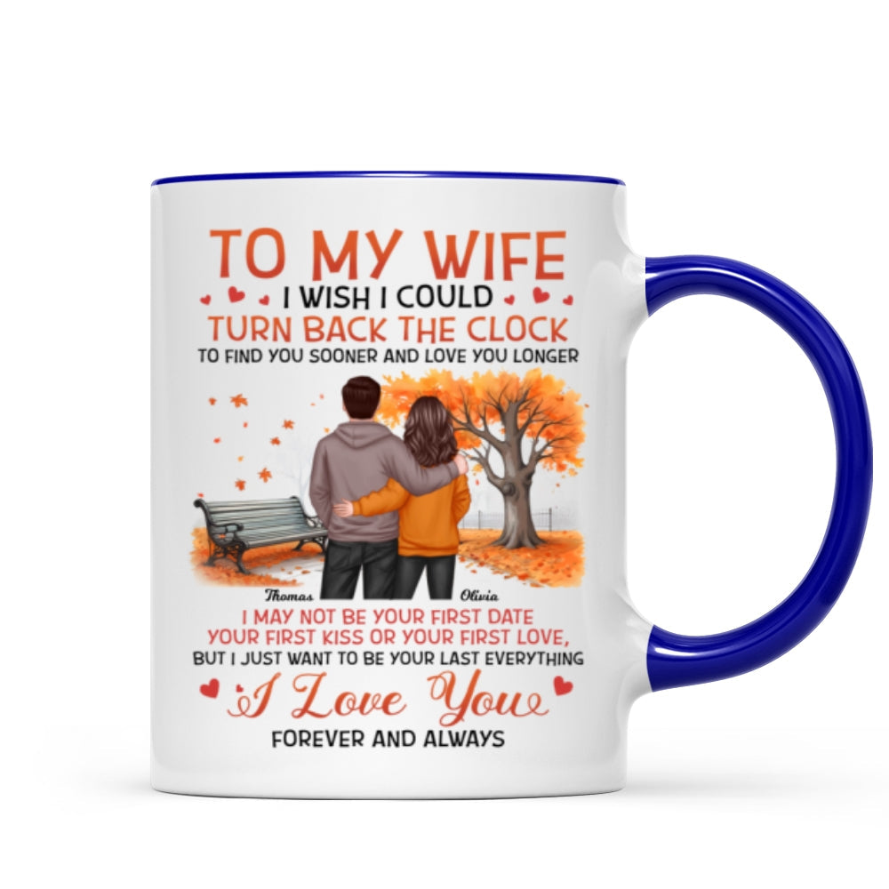 To My Wife Husband Couple Standing Back View Fall Season, Personalized Mug