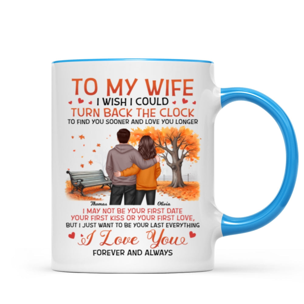 To My Wife Husband Couple Standing Back View Fall Season, Personalized Mug