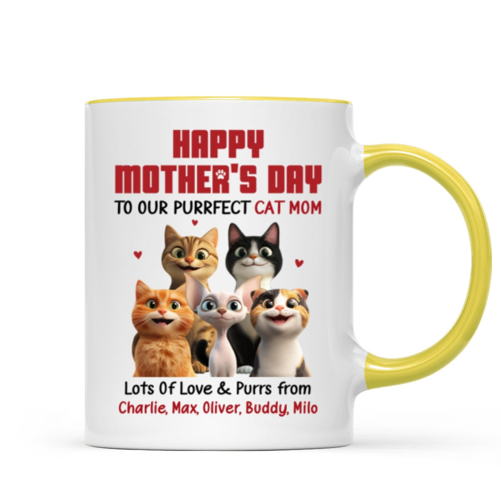 To Our Perfect Cat Mom Adorable Cartoon Cats Personalized Mug, Unique Gifts For Cat Moms