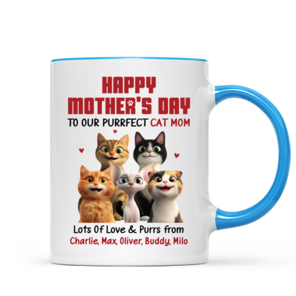 To Our Perfect Cat Mom Adorable Cartoon Cats Personalized Mug, Unique Gifts For Cat Moms