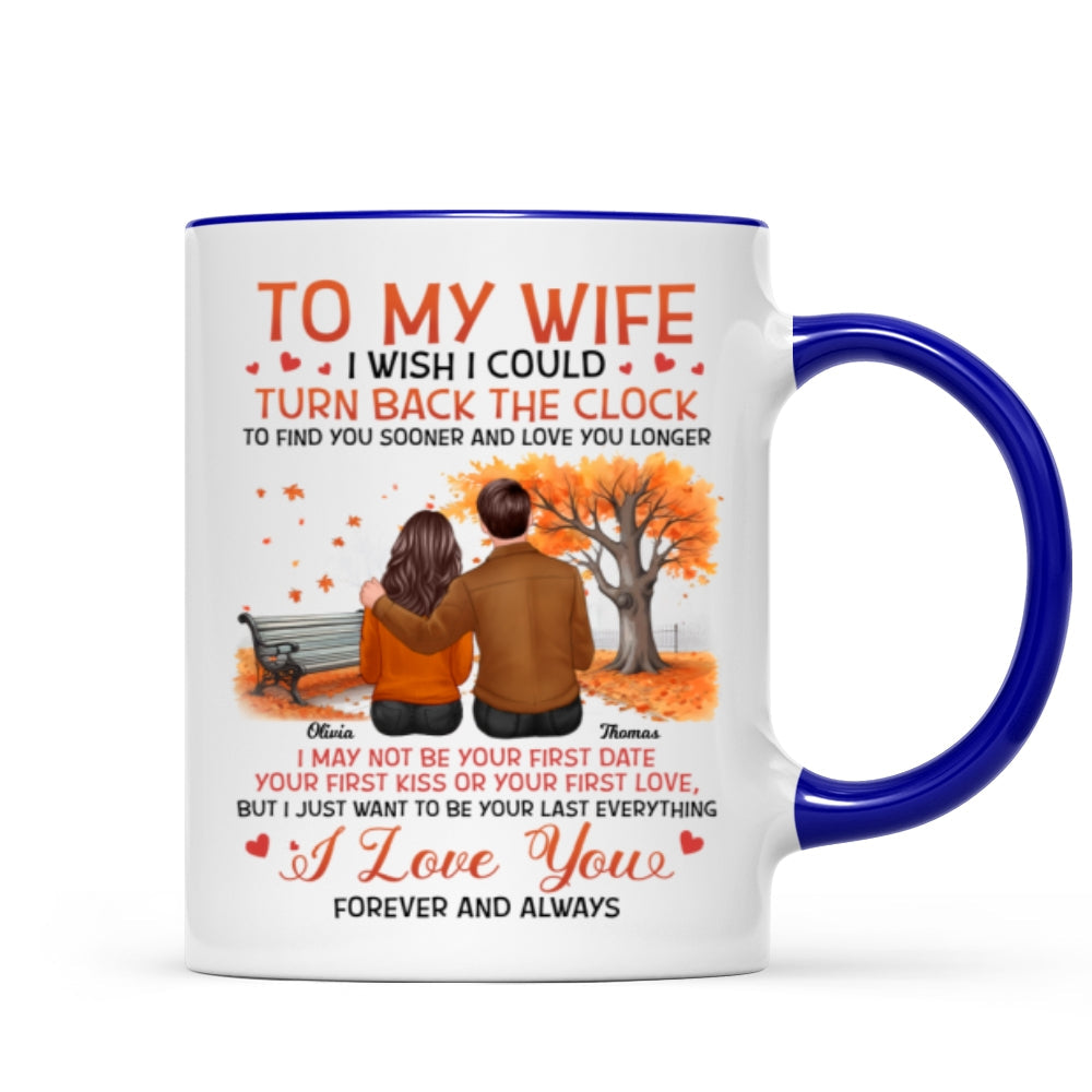 To My Wife Husband Fall Season Couple Sitting Back View Personalized Mug
